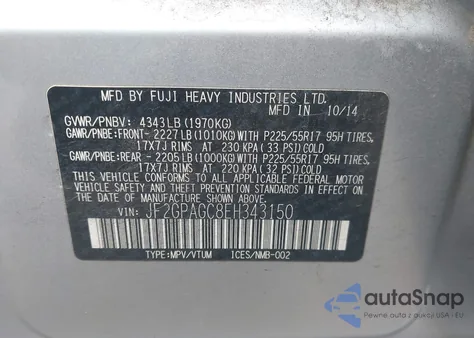 2014 Subaru Xv Crosstrek 2.0I Limited z USA, uszkodzony, nr VIN JF2GPAGC8EH343150